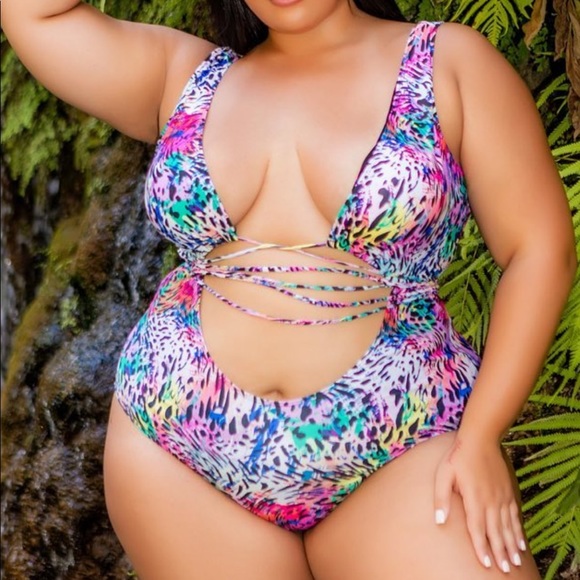 Other - Kaleidoscope leopard spotted waist tie swimsuit